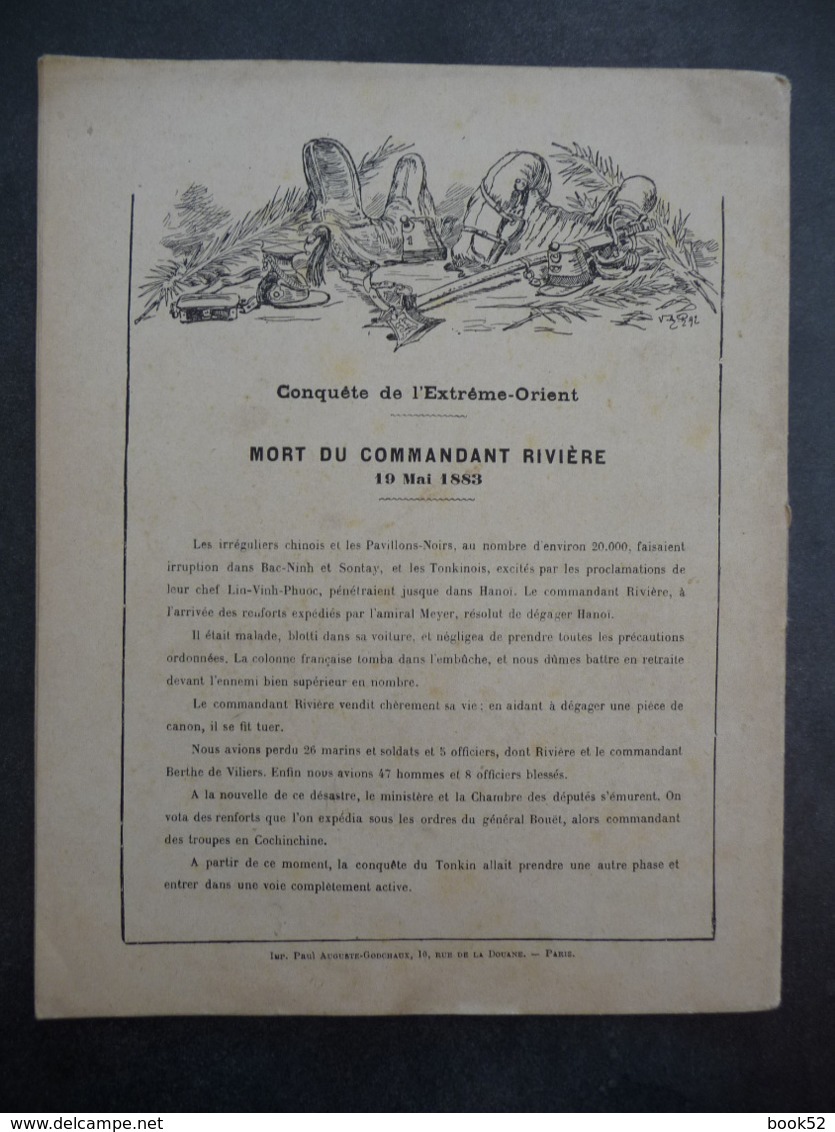 Ancien Protège-cahier Couverture "Conquête De L'Extrême-Orient - Mort Du Commandant RIVIERE" (CAHIER COMPLET) - Protège-cahiers