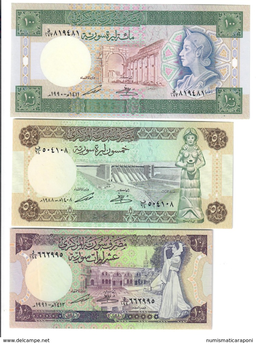 SIRIA SYRIA 10 Pounds 1991 + 50 1988 + 100 1990 Q.fds About UNC Lotto 2805 - Siria