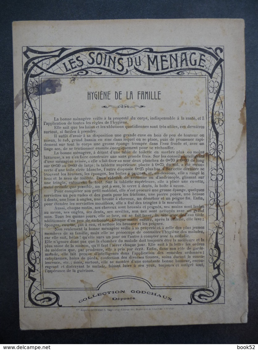 Ancien Protège-cahier Couverture "Les SOINS Du MENAGE" (CAHIER COMPLET) - Protège-cahiers