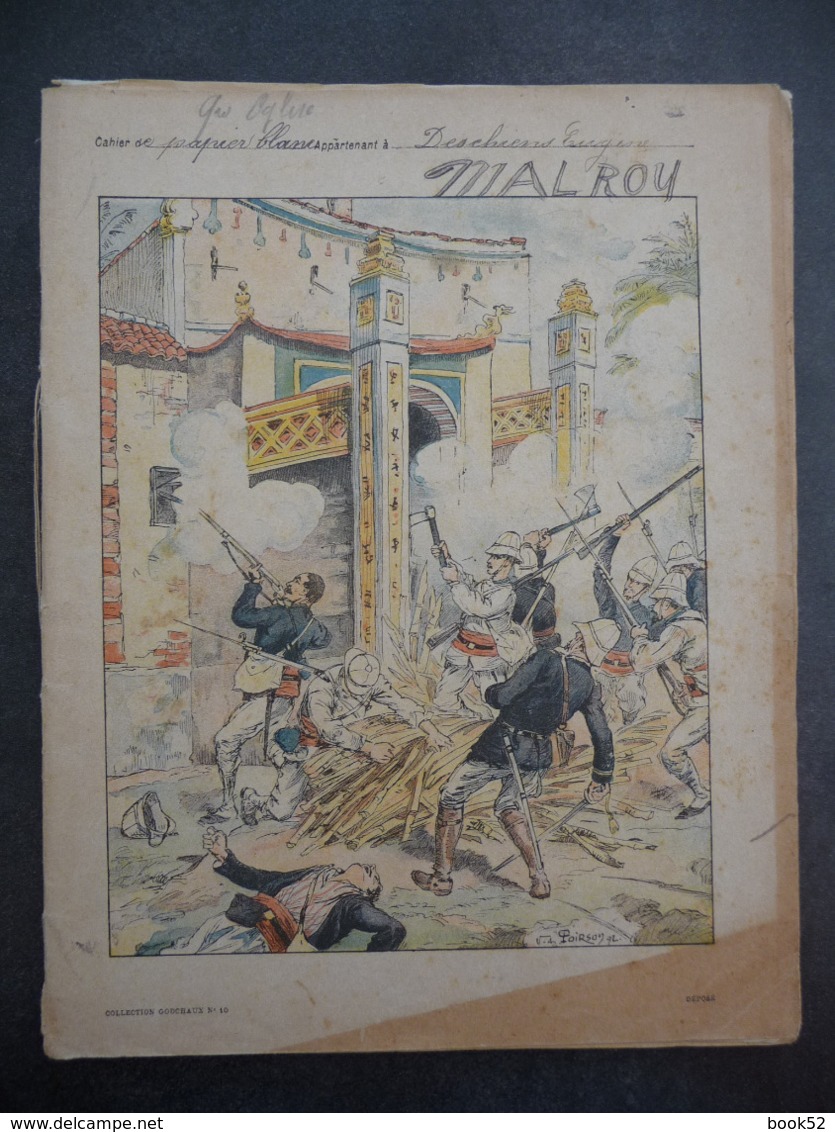 Ancien Protège-cahier Couverture "Conquête Du TONKIN - Prise De Kep. - Mort Du Capitaine Planté" (CAHIER COMPLET) - Protège-cahiers