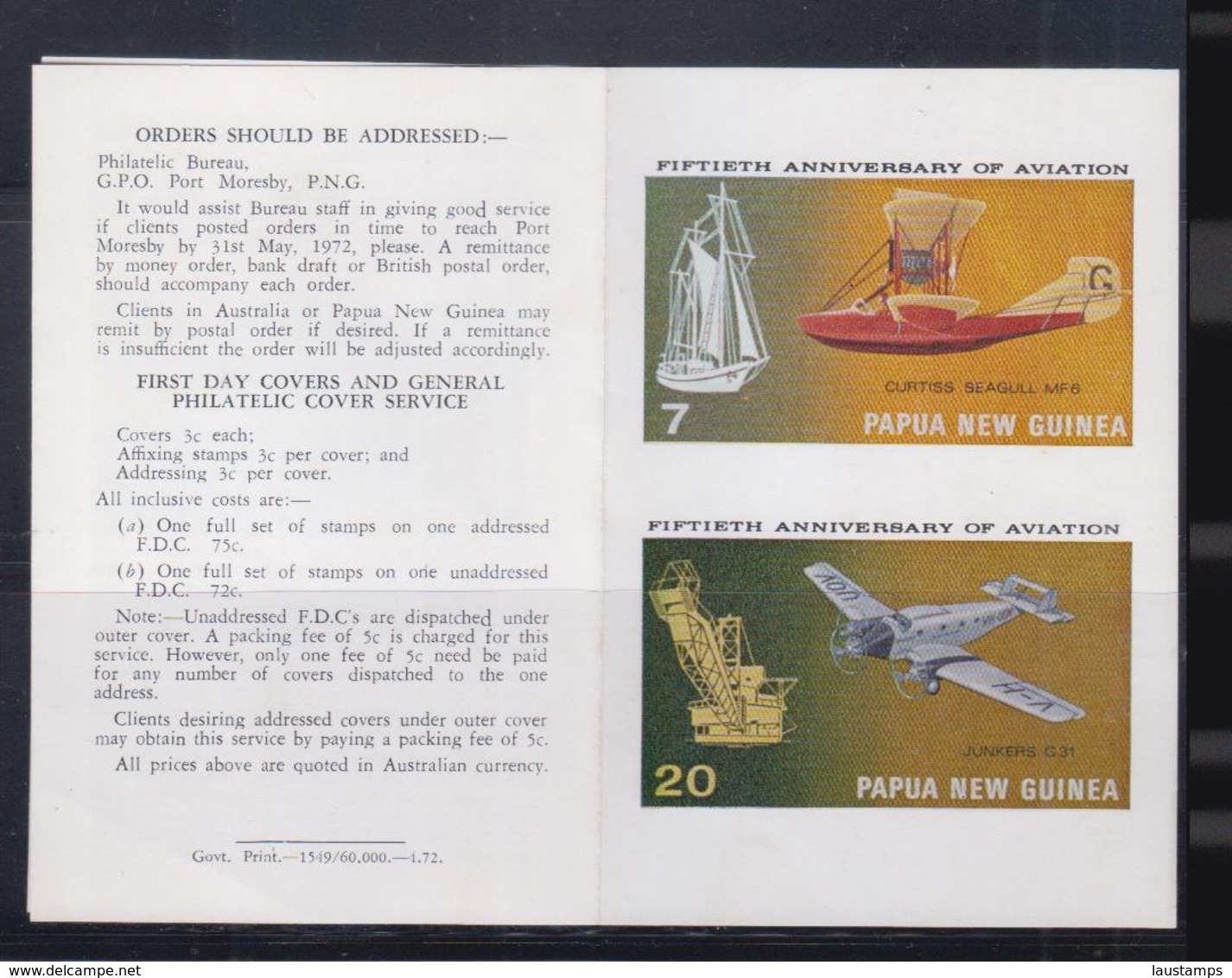 Papua New Guinea 1972 15th Anniversary Of Aviation Registered FDC(EXCELSIOR) - Papua New Guinea