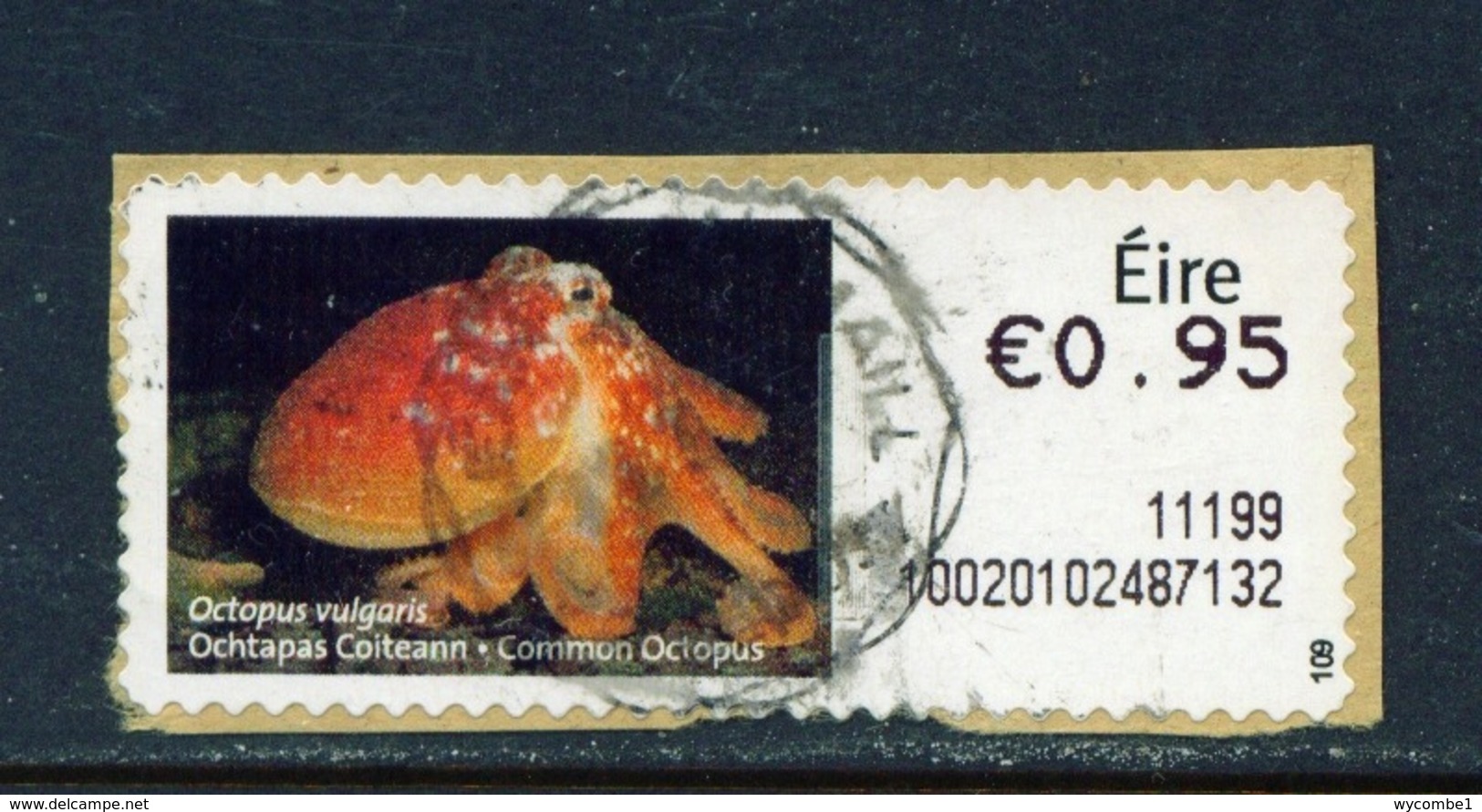 IRELAND  -  2010 Common Octopus SOAR (Stamp On A Roll)  Used On Piece As Scan - Oblitérés