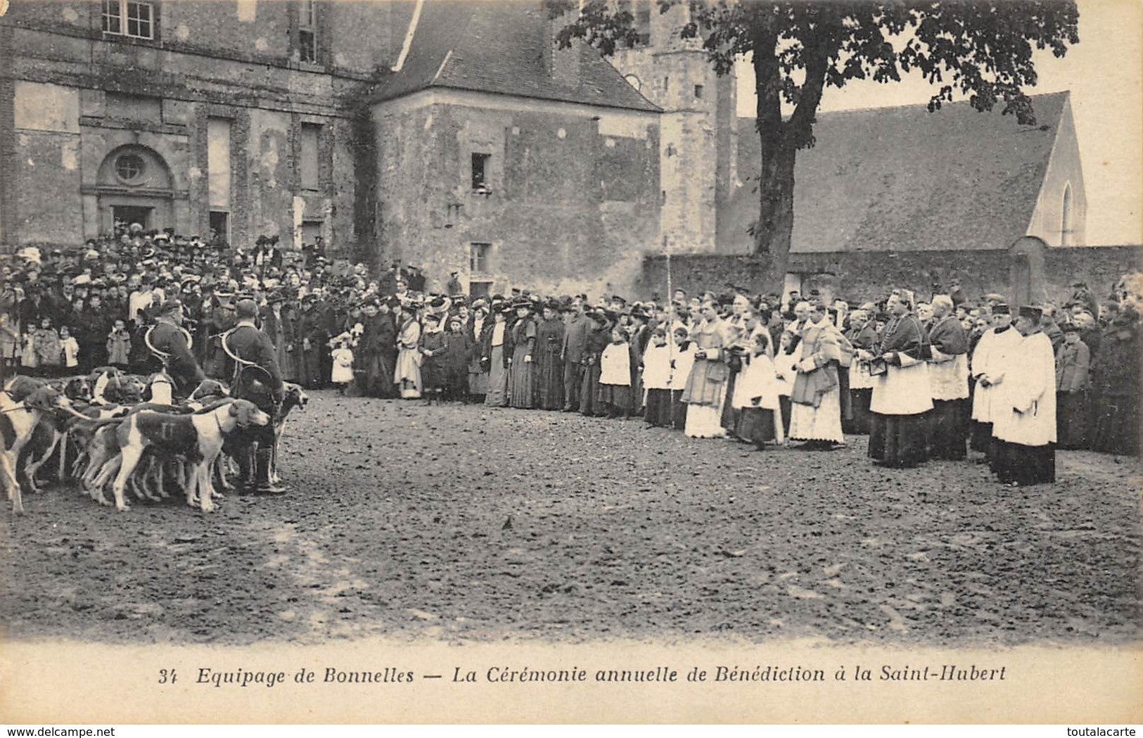 CPA 78 EQUIPAGE DE BONNELLES LA CEREMONIE ANNUELLE DE BENEDICTION A LA SAINT HUBERT - Limay