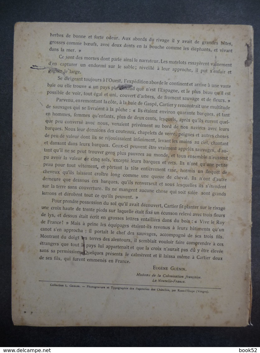 Ancien Protège-cahier Couverture "Histoire De La Nouvelle-France - JACQUES CARTIER" (CAHIER COMPLET) - Protège-cahiers