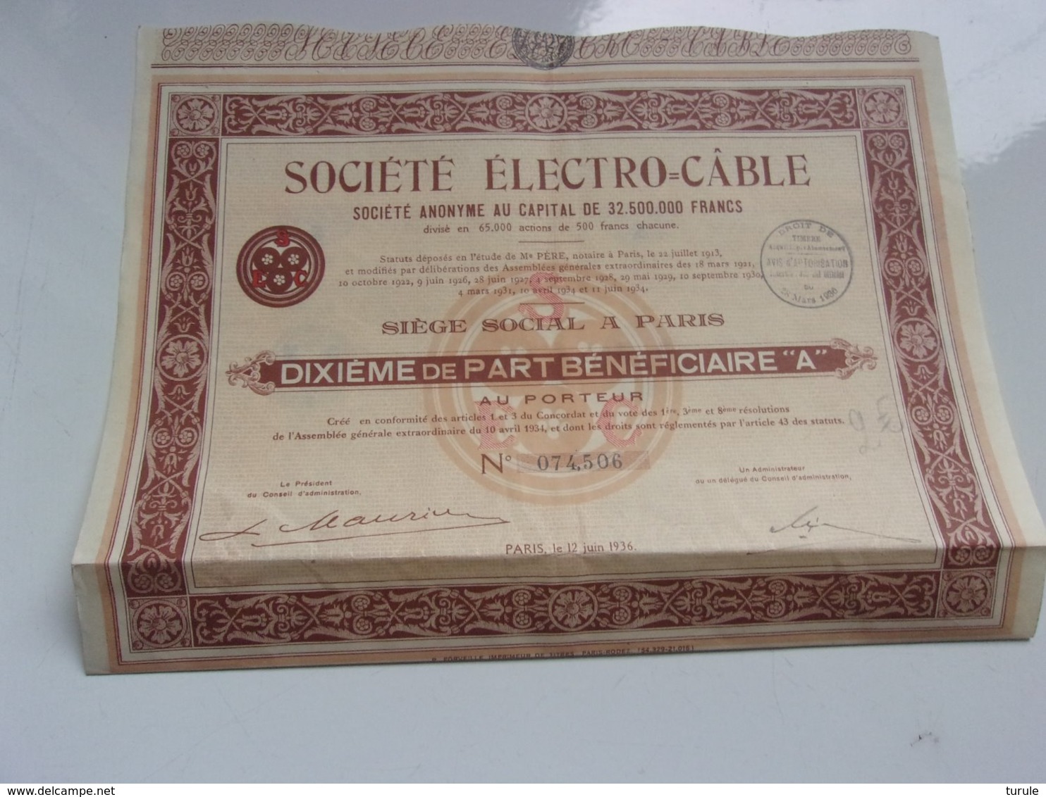 ELECTRO CABLE (1936) - Autres & Non Classés