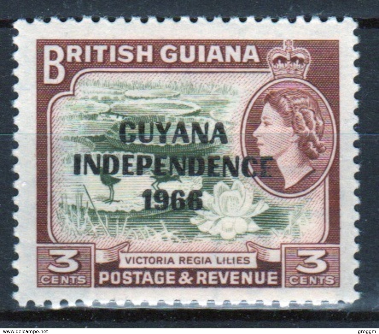 Guyana 1966 Single 3c Stamp From The British Guiana Definitive Series Overprinted For Guyana. - Guyana (1966-...)