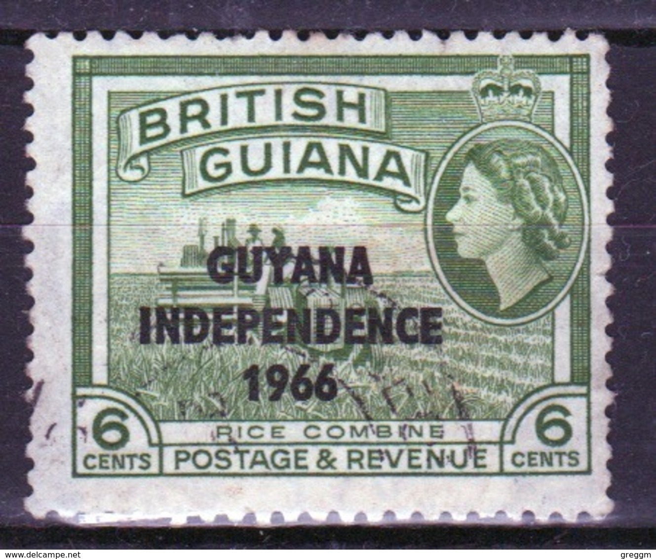 Guyana 1966 Single 6c Stamp From The British Guiana Definitive Series Overprinted For Guyana. - Guyana (1966-...)