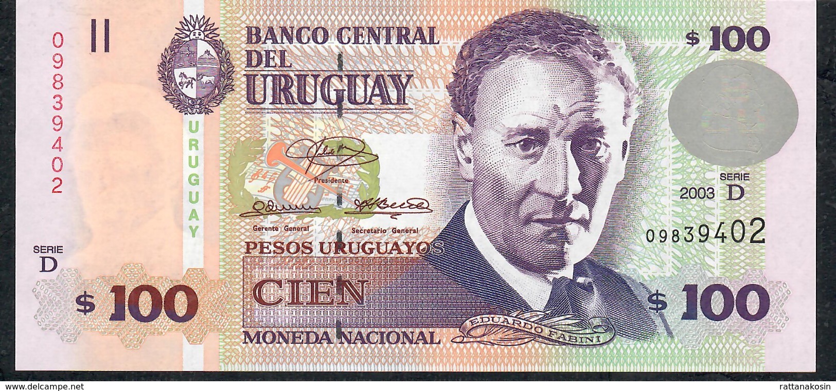 URUGUAY PP85a 100 P.U.  2003  Serie D  UNC. - Uruguay