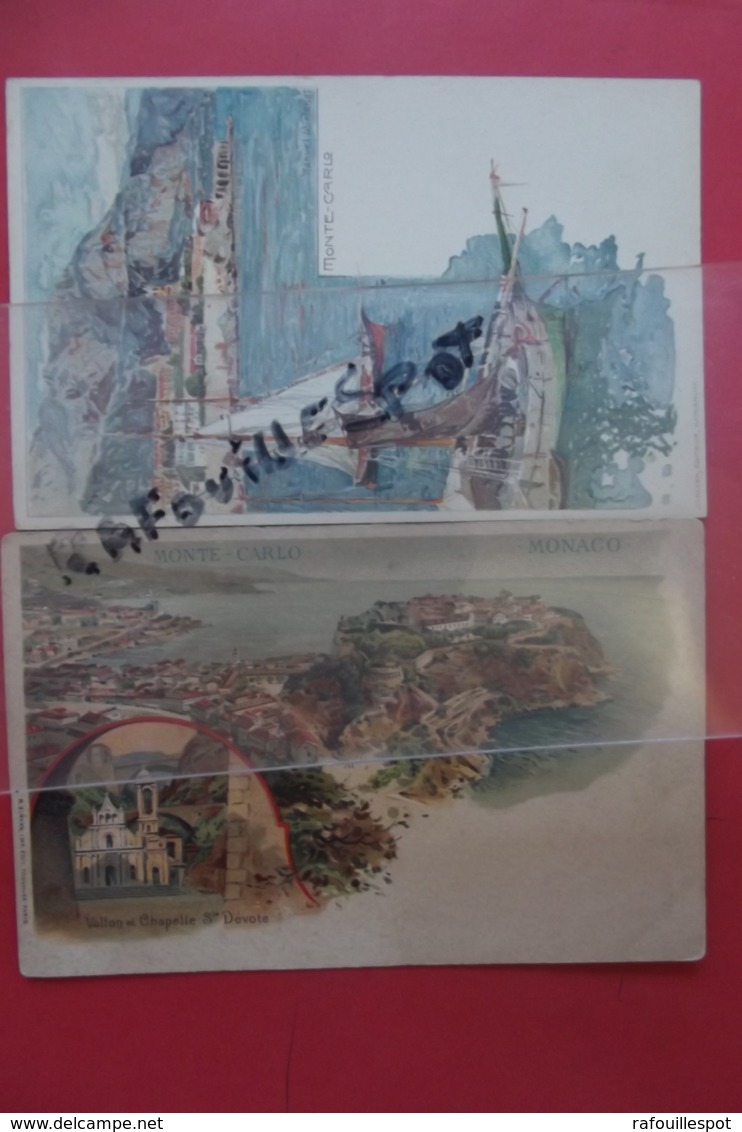 Cp Monaco Vue Vallon Et Chapelle  + Port Signe Wielandt Couleur  Lot 3 Cartes - Multi-vues, Vues Panoramiques