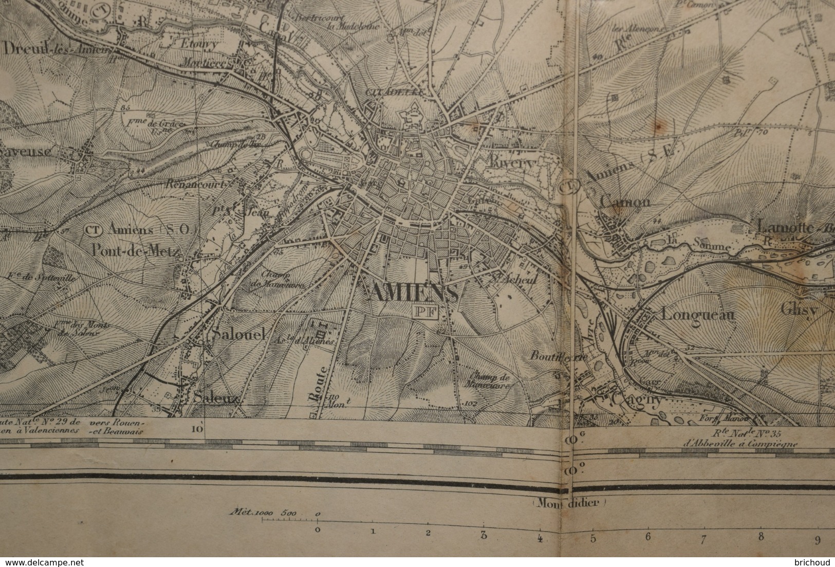 Carte Corps d'Etat-major Dépôt de la Guerre 1916 Amiens Arras 85 X 60 cm