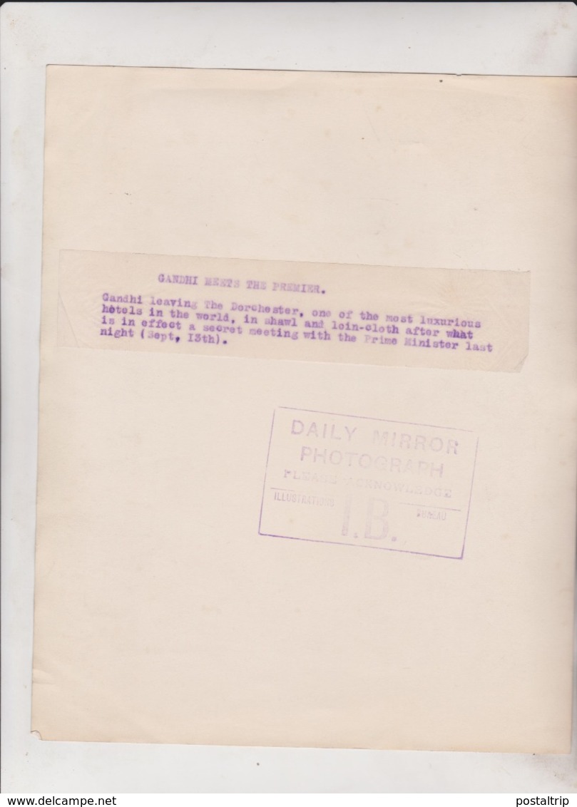 GANDHI MEETS THE PREMIER DORCHESTER  SECRET MEETING PRIME  INDIA INDE  25*20CM Fonds Victor FORBIN 1864-1947 - Personalidades Famosas