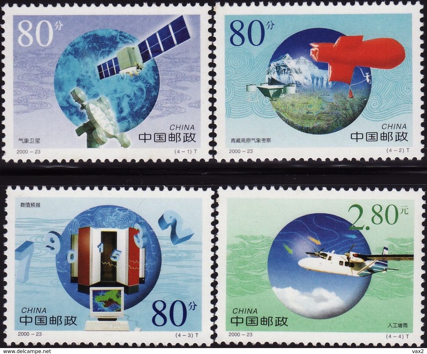 China 2000-23 Meteorology MNH Satellite Aircraft Computer Mountain - Unused Stamps