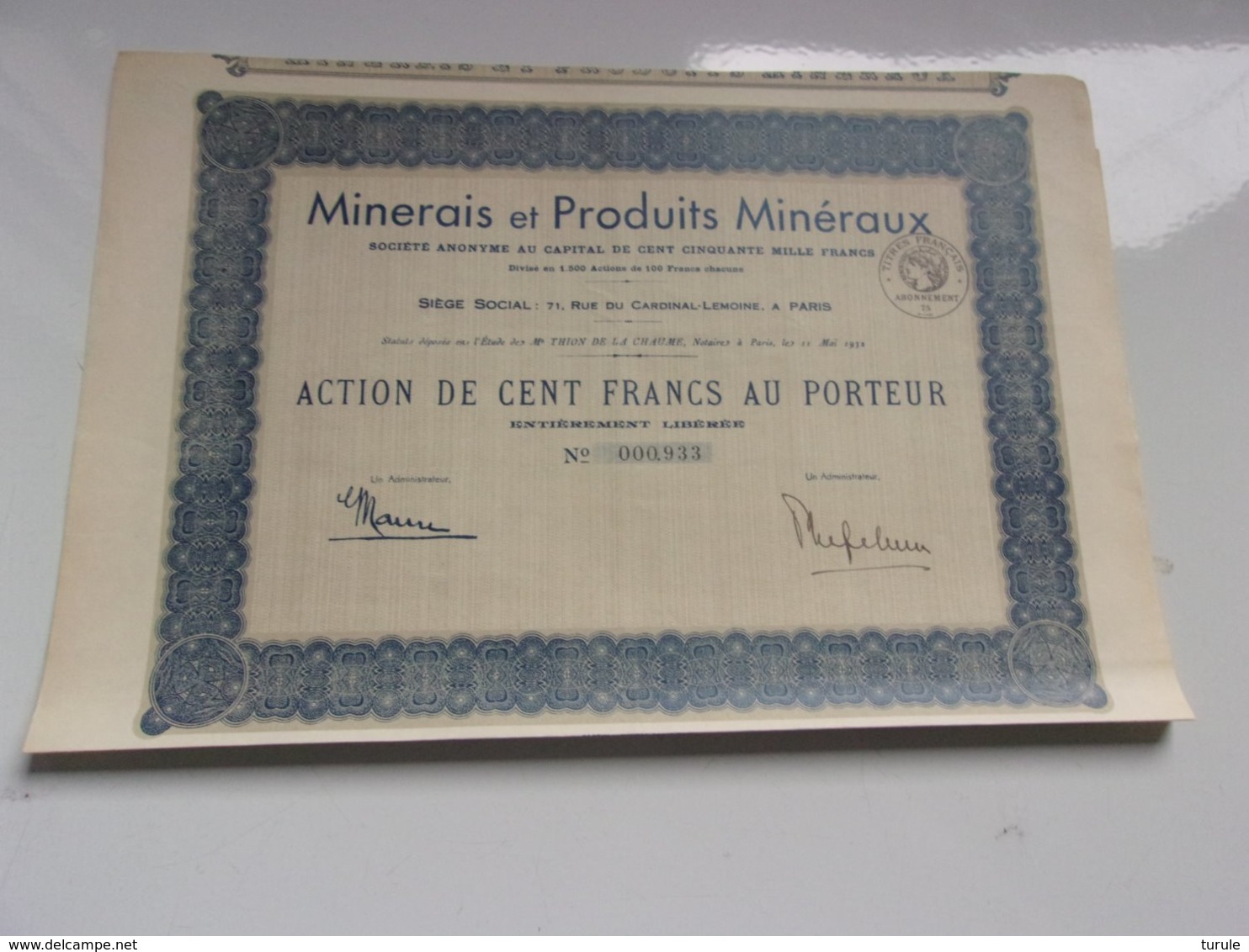 MINERAIS ET PRODUITS MINERAUX (1932) - Autres & Non Classés