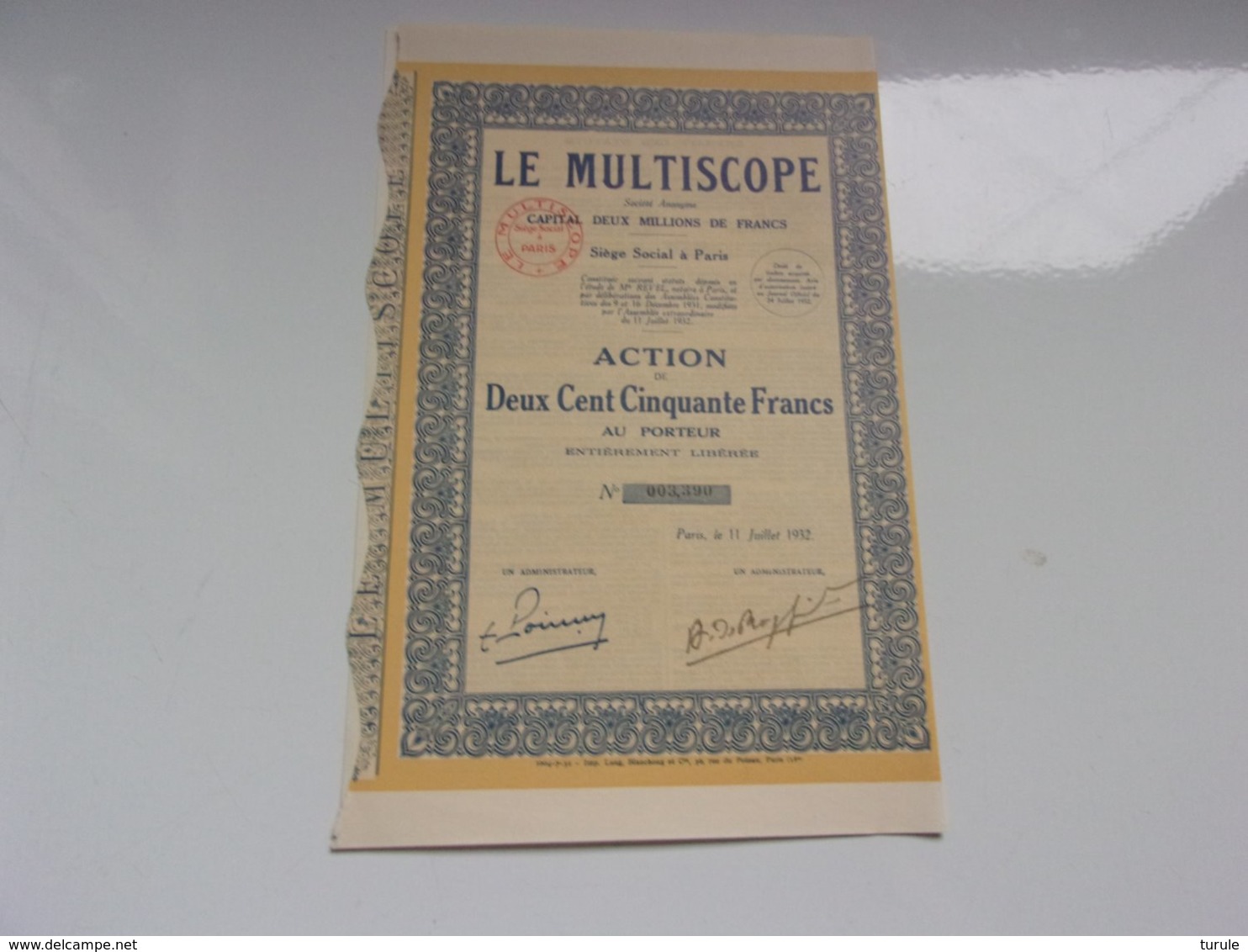 LE MULTISCOPE (250 Francs) 1932 - Autres & Non Classés