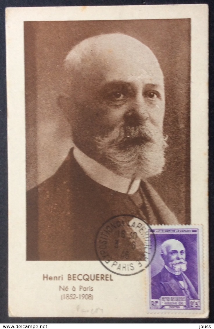 CM81 Carte Maximum 749 Henri Becquerel Exposition De La Pénicilline 3/6/1946 - 1940-1949