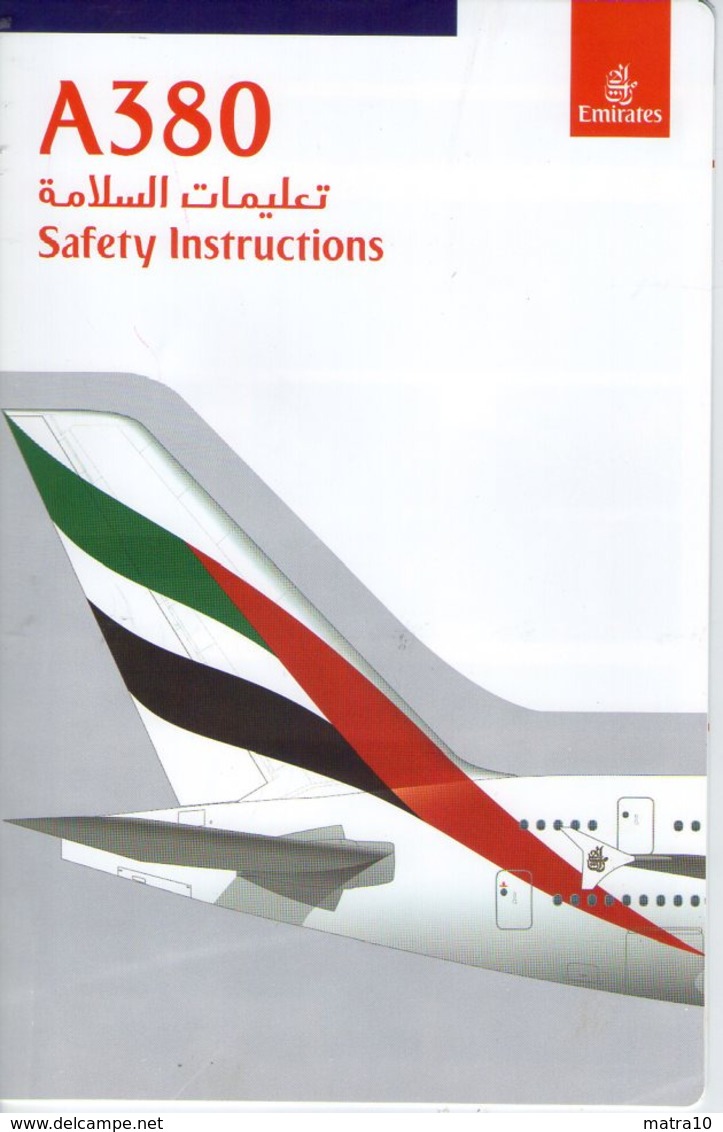 EMIRATES AIRBUS A-380 Consignes De Sécurité Safety Instructions Scheda Sicurezza Medidas De Seguridad - Consignes De Sécurité