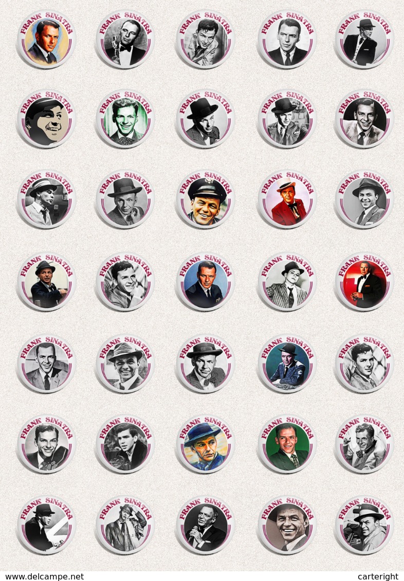 105 X FRANK SINATRA Music Fan ART BADGE BUTTON PIN SET 4-6  (1inch/25mm Diameter) - Musique