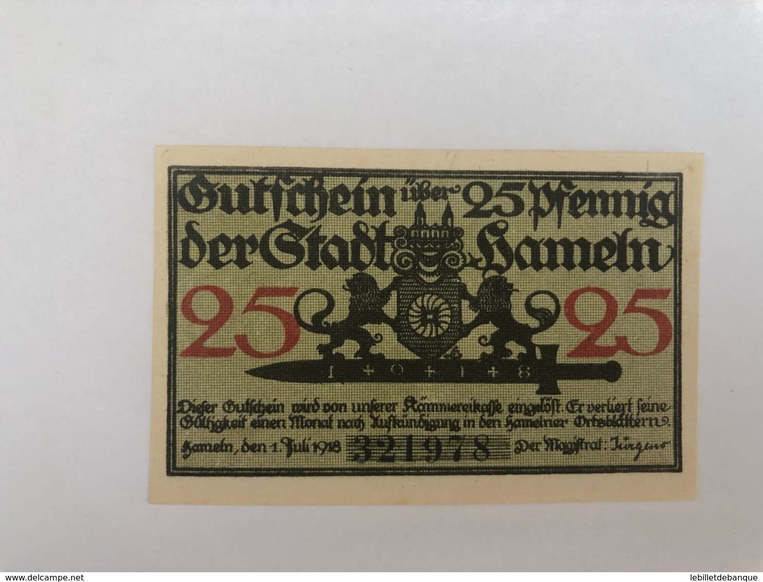 Allemagne Notgeld Hameln 25 Pfennig - Collections