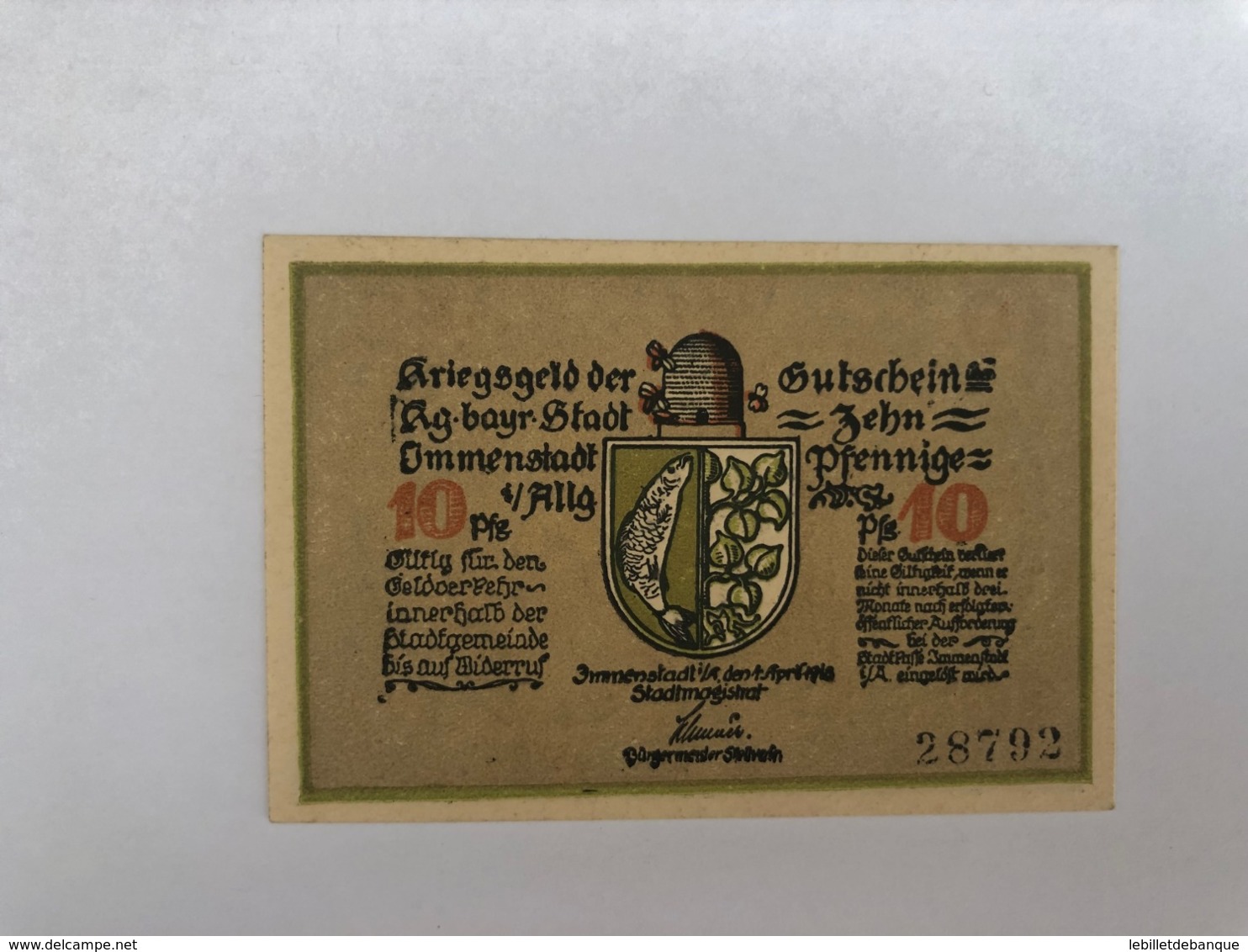 Allemagne Notgeld Immenstadt 10 Pfennig - Collections