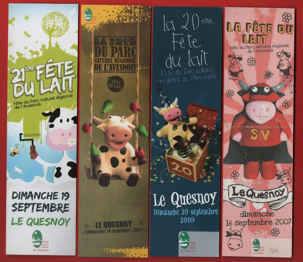 *206*  LE QUESNOY : LA FETE DU LAIT * VACHE -  SERIE 4 MARQUE PAGE - Marque-Pages