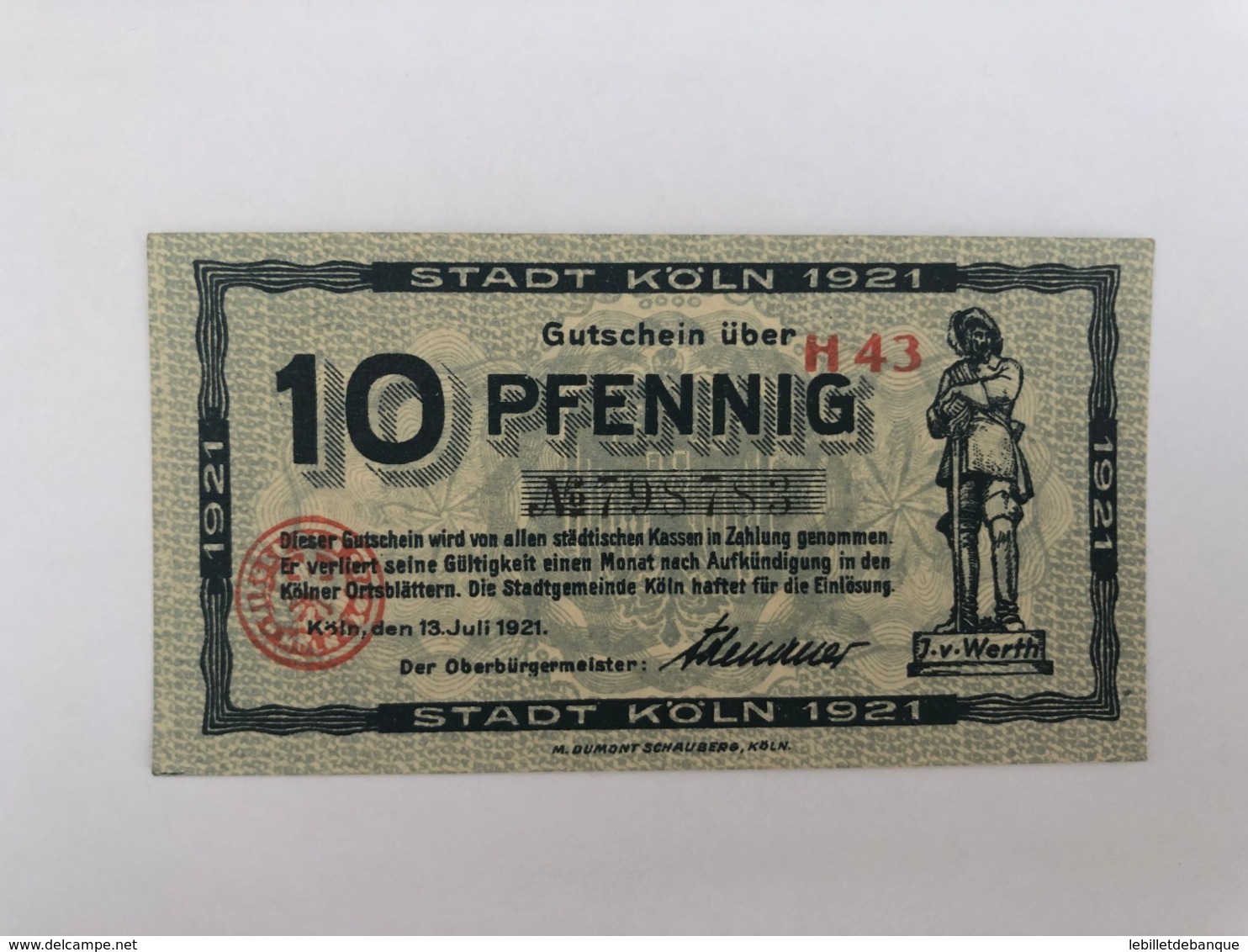 Allemagne Notgeld Koln 10 Pfennig - Collections