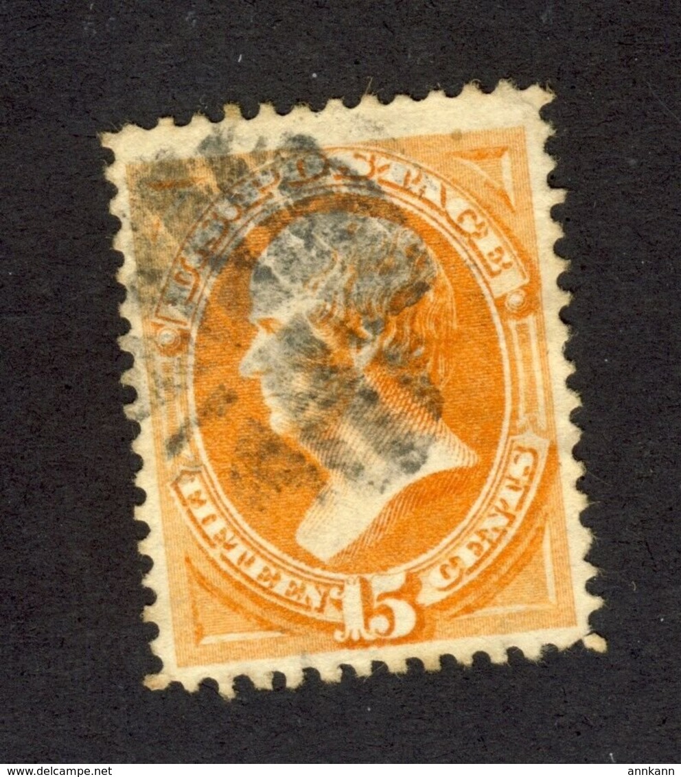 United States U Stamp1870-71 #163-15c Webster Yellow-Orange Cat. Value = $160.00 - Gebraucht