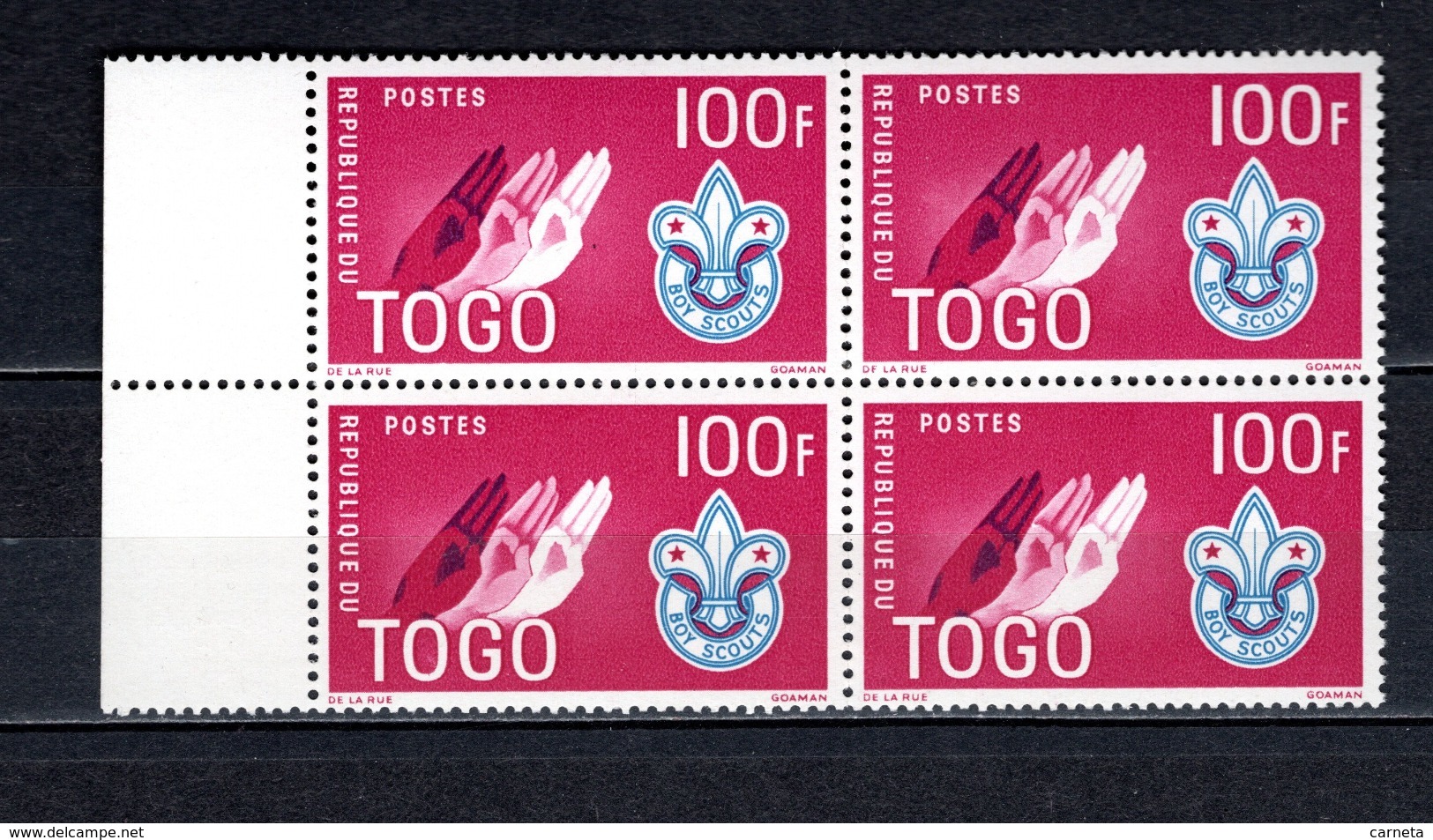 TOGO N° 334 à 339 BLOCS DE QUATRE  NEUFS SANS CHARNIERE COTE  24.00€  SCOUT  SCOUTISME BADEN POWELL - Togo (1960-...)