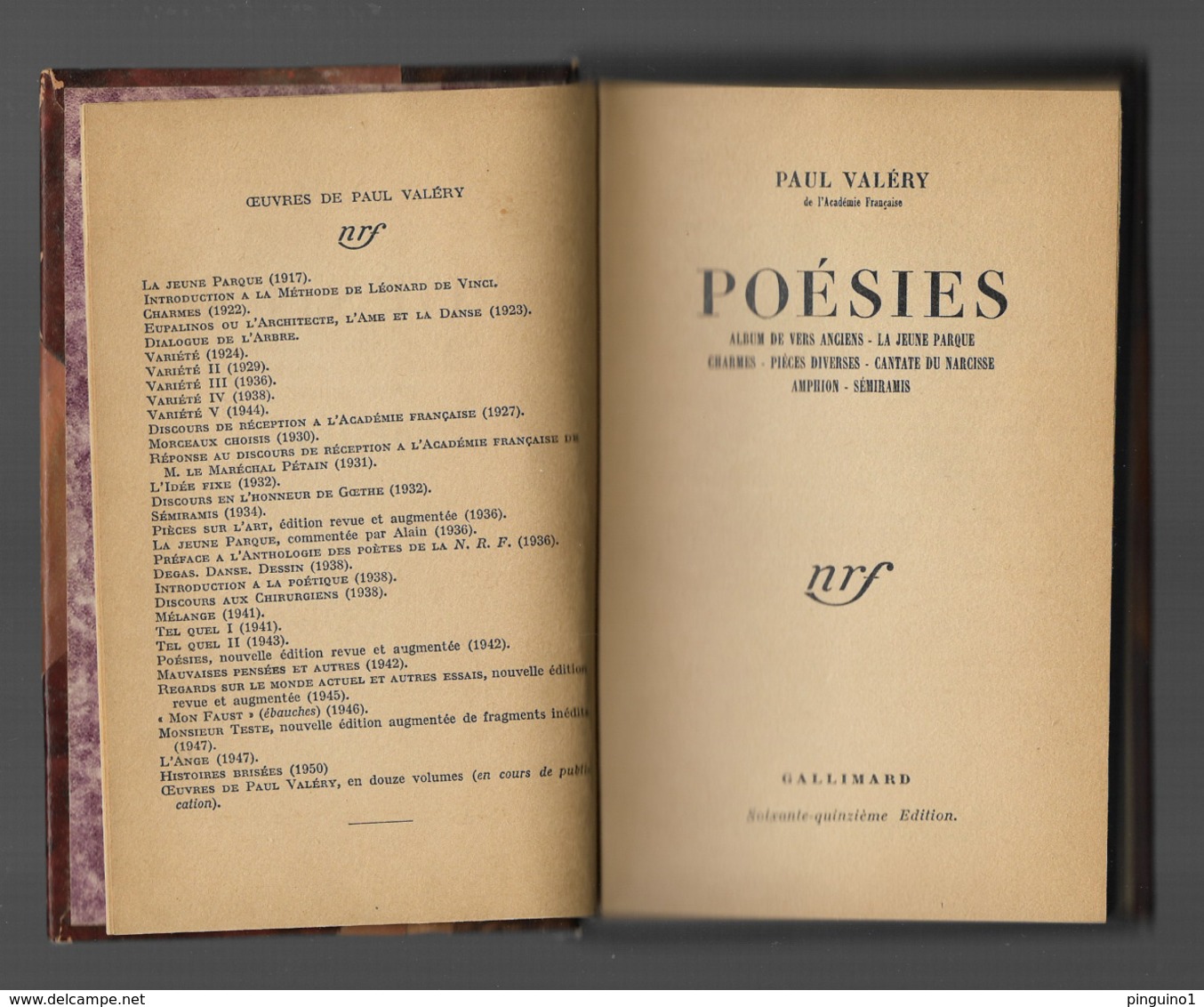 Paul Valéry Poésies - Autres & Non Classés