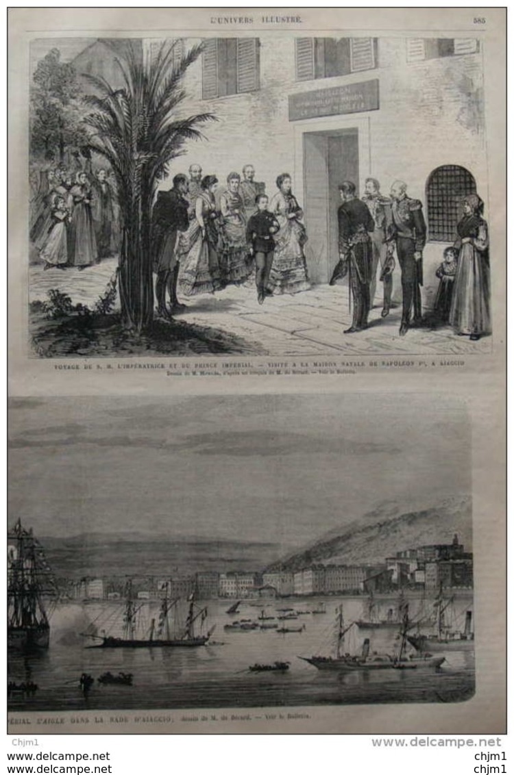 Voyage De S. M. L'Impératrice Et Du Prince Impérial - Visite à La Maison Natale De Napoléon à Ajaccio Page Original 1869 - Historical Documents