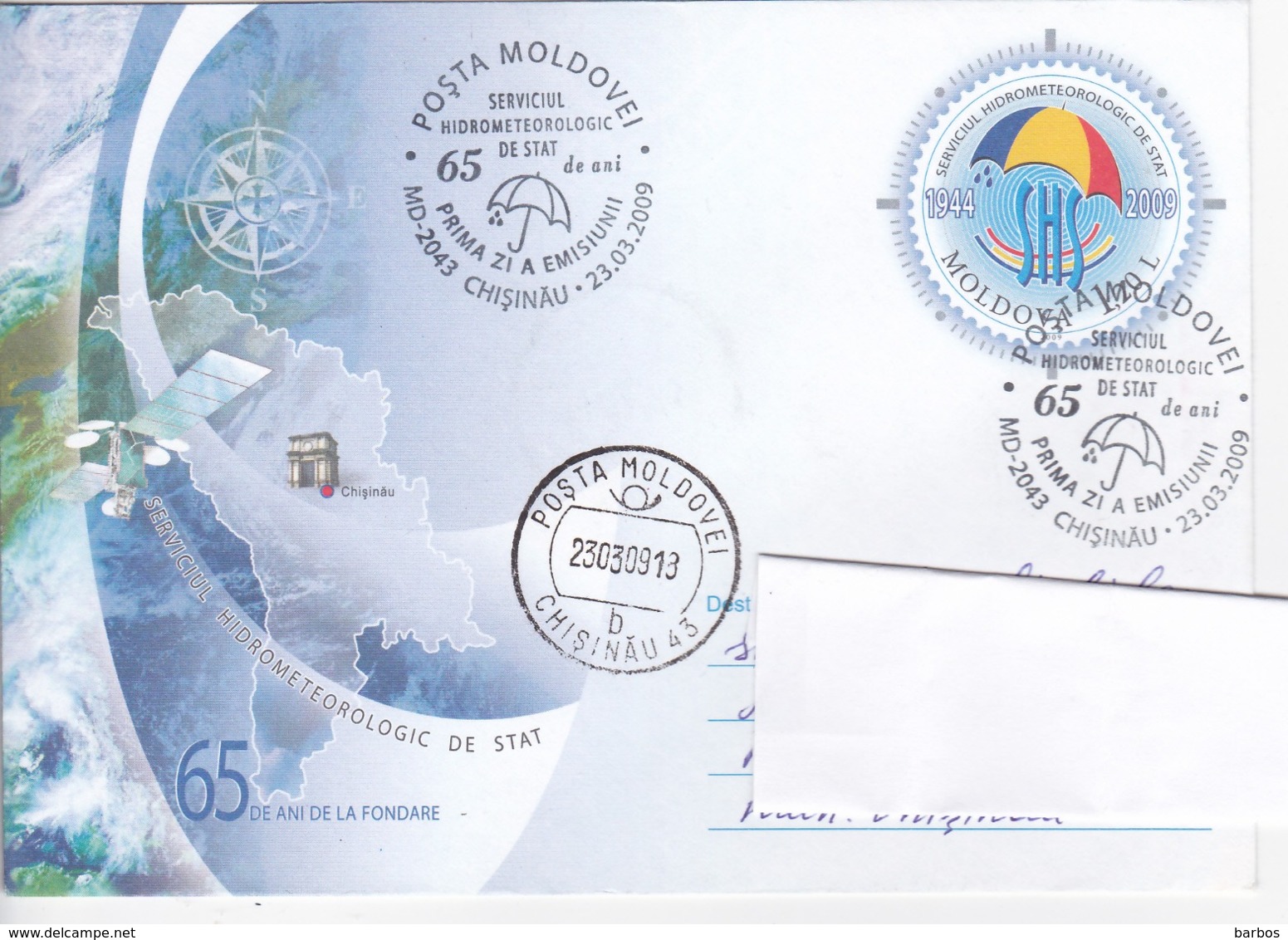 2009 , MOLDOVA  MOLDAVIE  MOLDAWIEN  MOLDAU ,  Pre-paid Envelope , State Service Of The Hidrometeorologie , Sputnic - Moldavie