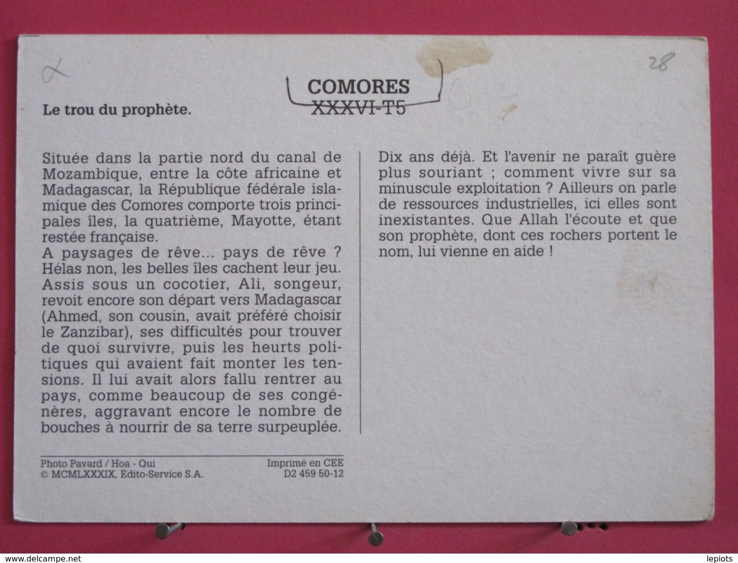 Comores - Le Trou Du Prophète - Scans Recto-verso - Comores