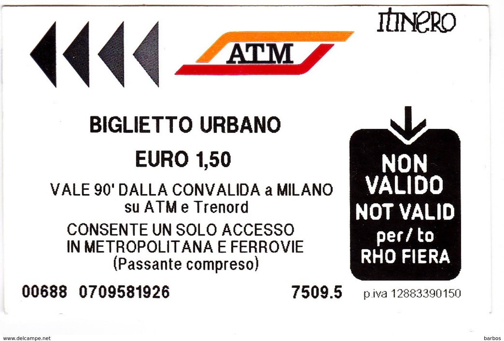 2019, Italy , Milano   , Metro  Ticket  , Biglietto Urbano , Used - Europe