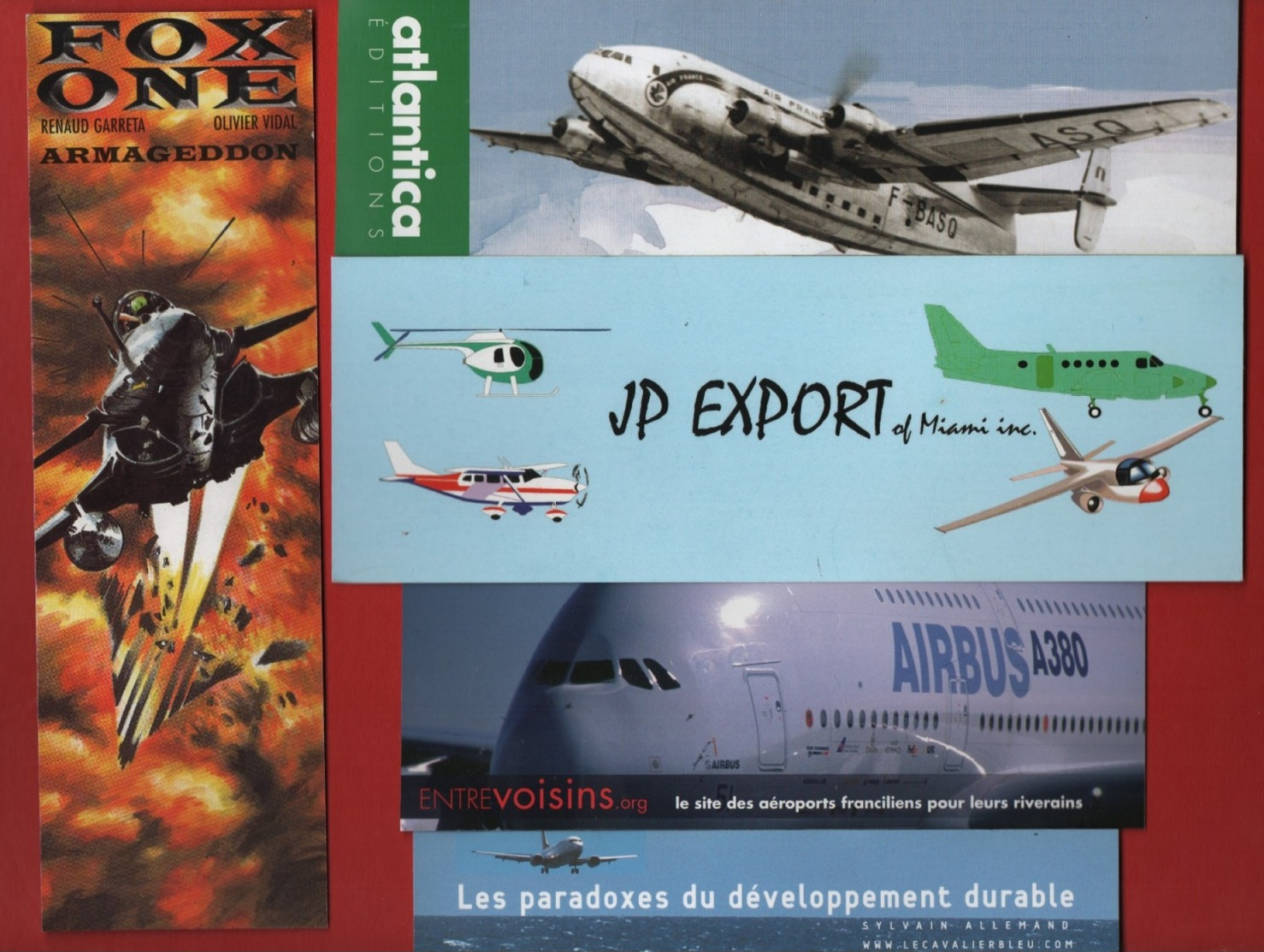 *211*  THEME : AVION - AVIATION  -  SERIE 5 MARQUE PAGE - Marque-Pages