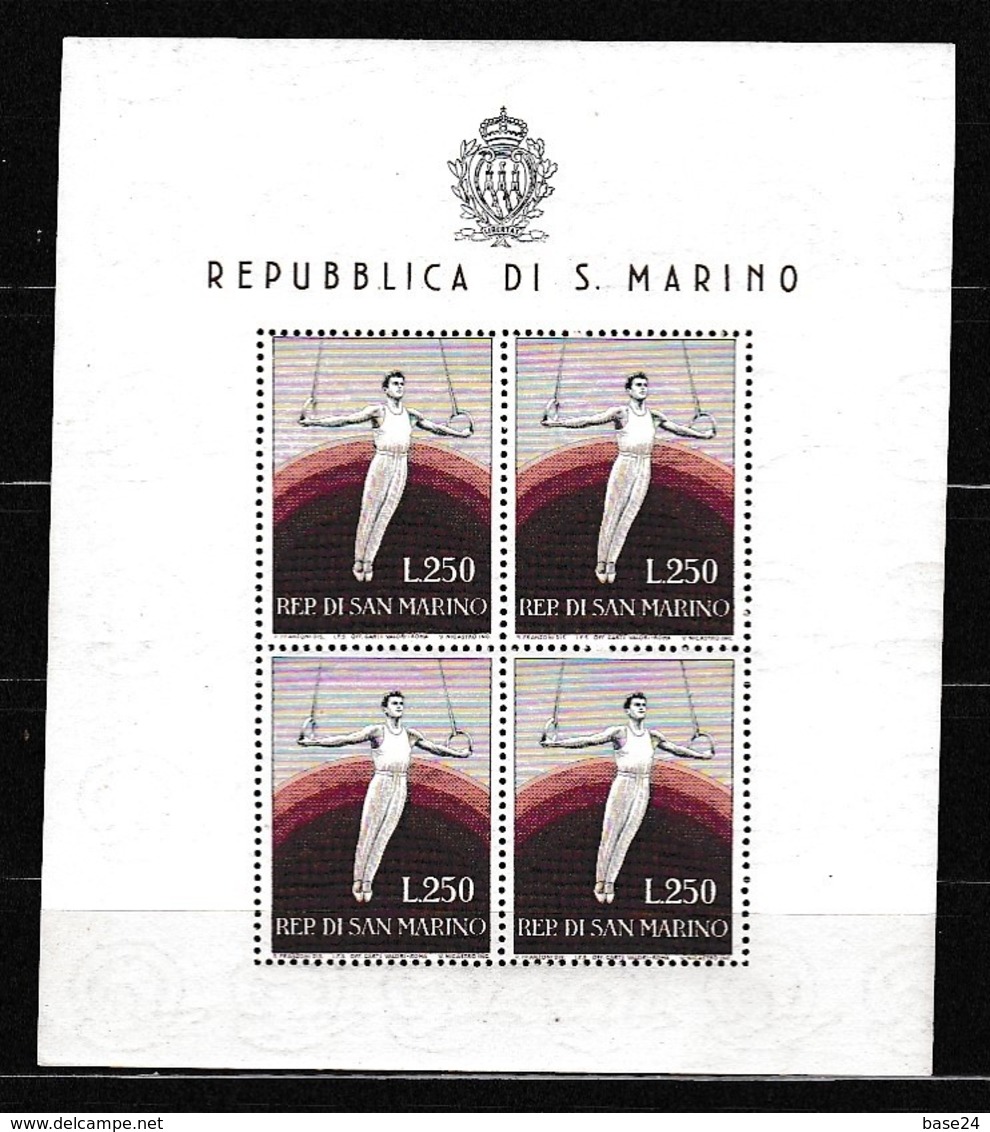 1954 San Marino Saint Marin PROPAGANDA SPORTIVA SPORT GINNASTA  GYMNAST Foglietto MNH** Souv.Sheet - Blocchi & Foglietti