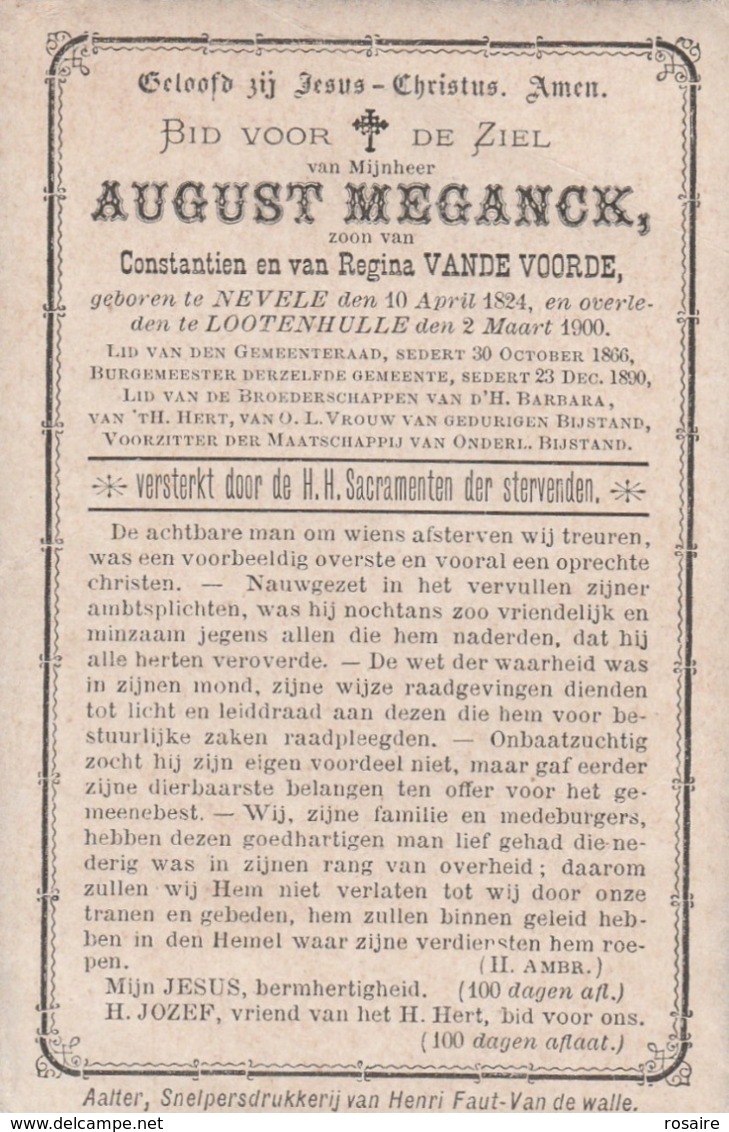 August Meganck-nevele 1824-lootenhulle 1900 - Devotion Images