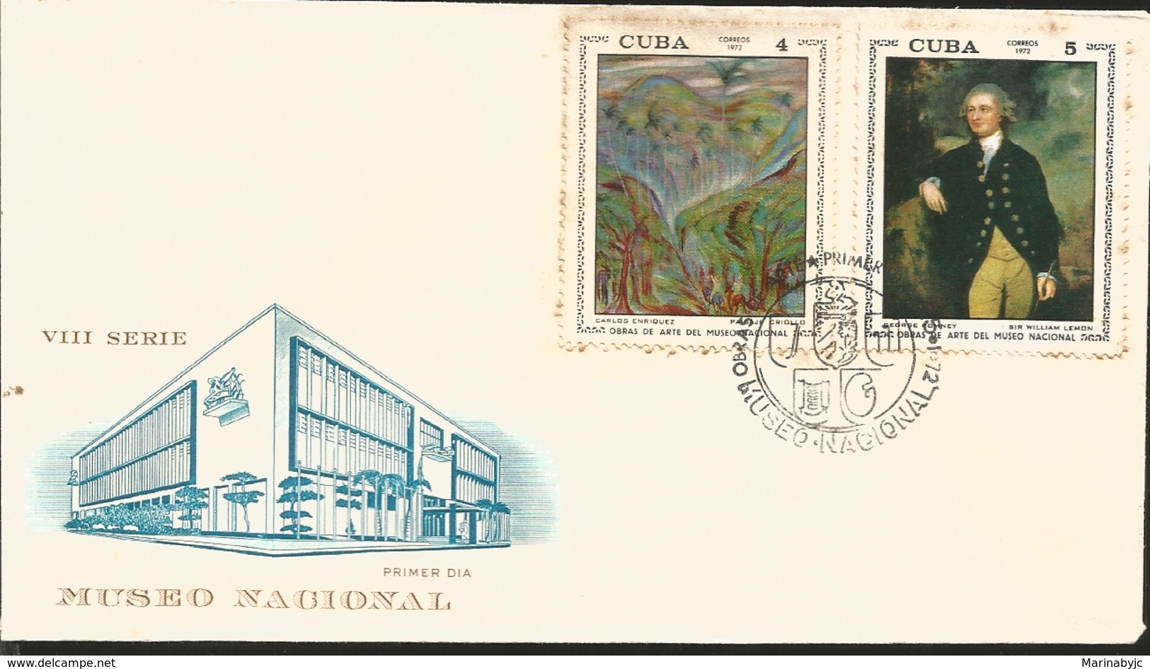 V) 1972 CARIBBEAN, VIII SERIES, PAINTINGS IN THE NATIONAL MUSEUM, CRIOLLO LANDSCAPE-CARLOS ENRIQUEZ, SIR WILLIAM LEMON, - Briefe U. Dokumente