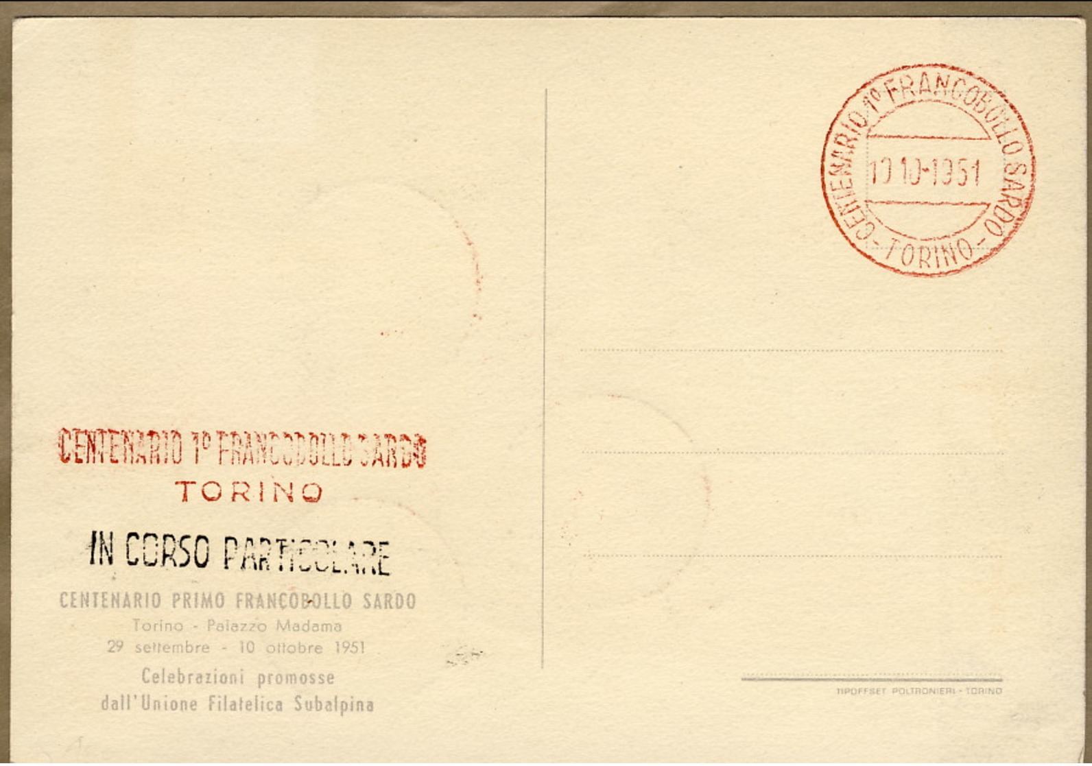 1951-"1851-1951 Centenario I Francobollo Sardo"affrancata Con S.3v."francobolli Di Sardegna"in Corso Particolare - Francobolli (rappresentazioni)