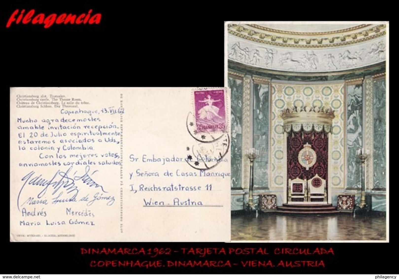 EUROPA. DINAMARCA. ENTEROS POSTALES. TARJETA POSTAL CIRCULADA 1962. COPENHAGUE. DINAMARCA-VIENA. AUSTRIA. BALLET - Cartas & Documentos