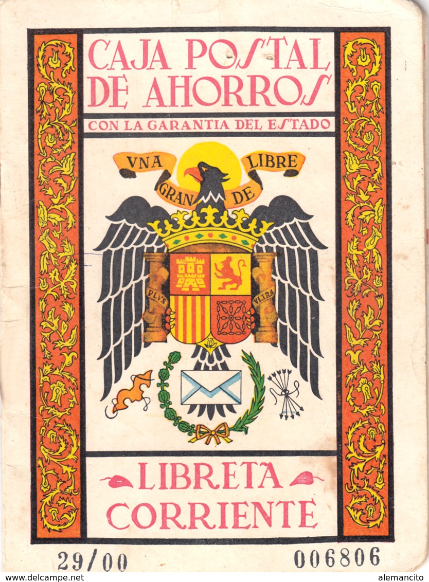 ESPAÑA CARTILLA DE AHORRO LIBRETA CORRIENTE CAJA POSTAL DE AHORROS L - Documentos Históricos