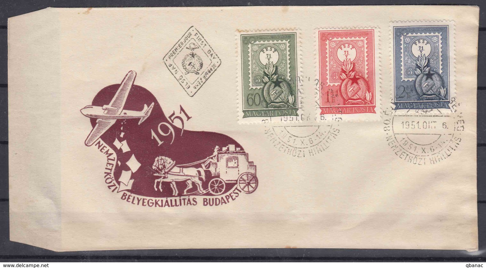 Hungary 1951 Mi#1201-1203 FDC Cover - Briefe U. Dokumente