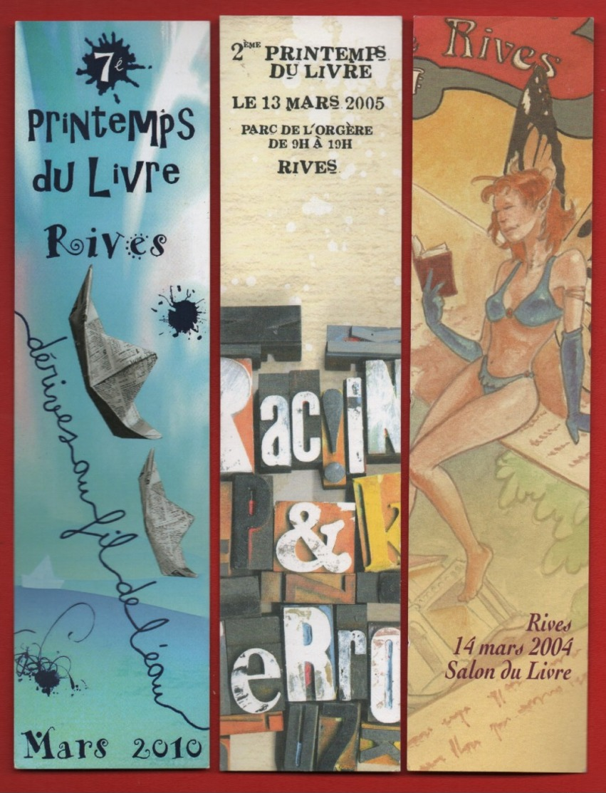 *217*  RIVES  SALON DU LIVRES -  SERIE 3 MARQUE PAGE - Marque-Pages