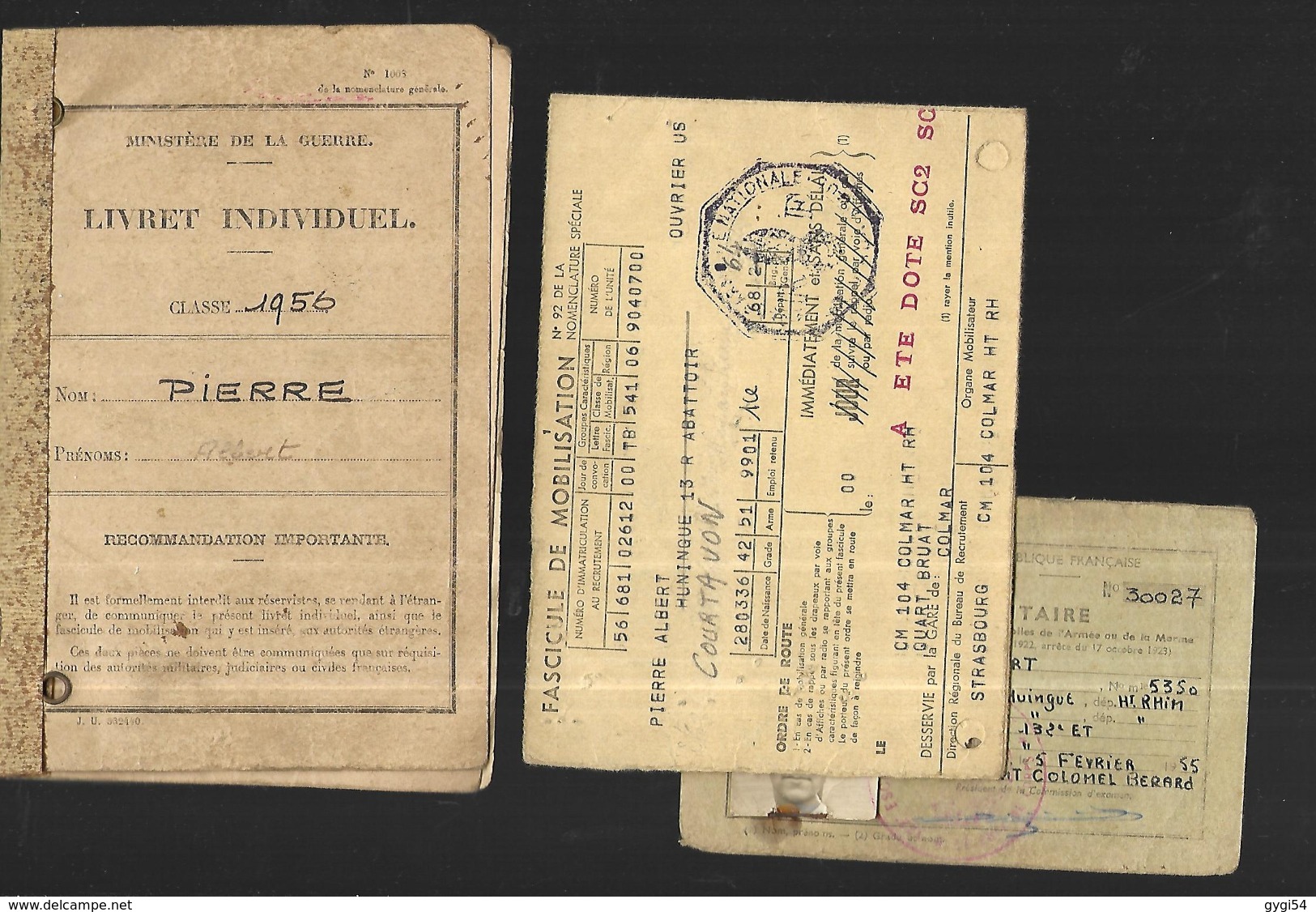 Livret Militaire Indivviduel , Fascicule De Mobilisation, Coupon De Transport Et Brevet - Documents