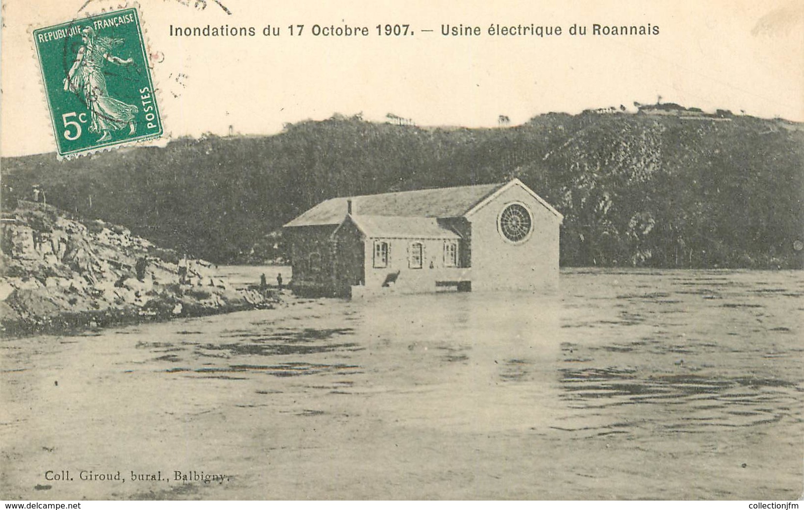 .CPA  FRANCE 42 "Roanne, Usine électrique Du Roannais, Inondations Du 17 Octobre 1907" - Roanne