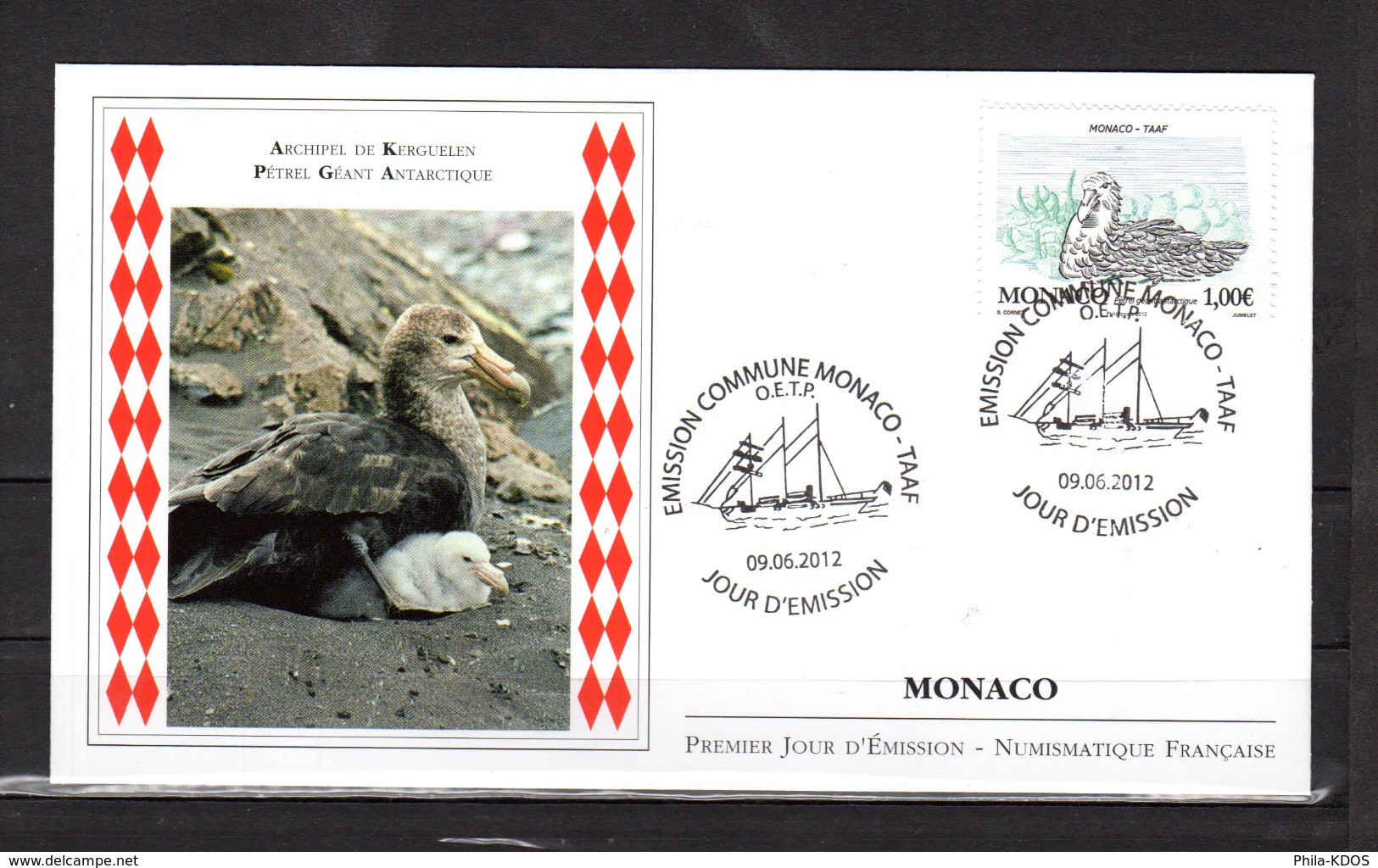 " ARCHIPEL DE KERGUELEN / PETREL GEANT ANTARCTIQUE " Sur Enveloppe 1er Jour De 2012  N° YT 2830 Parfait état. FDC - FDC