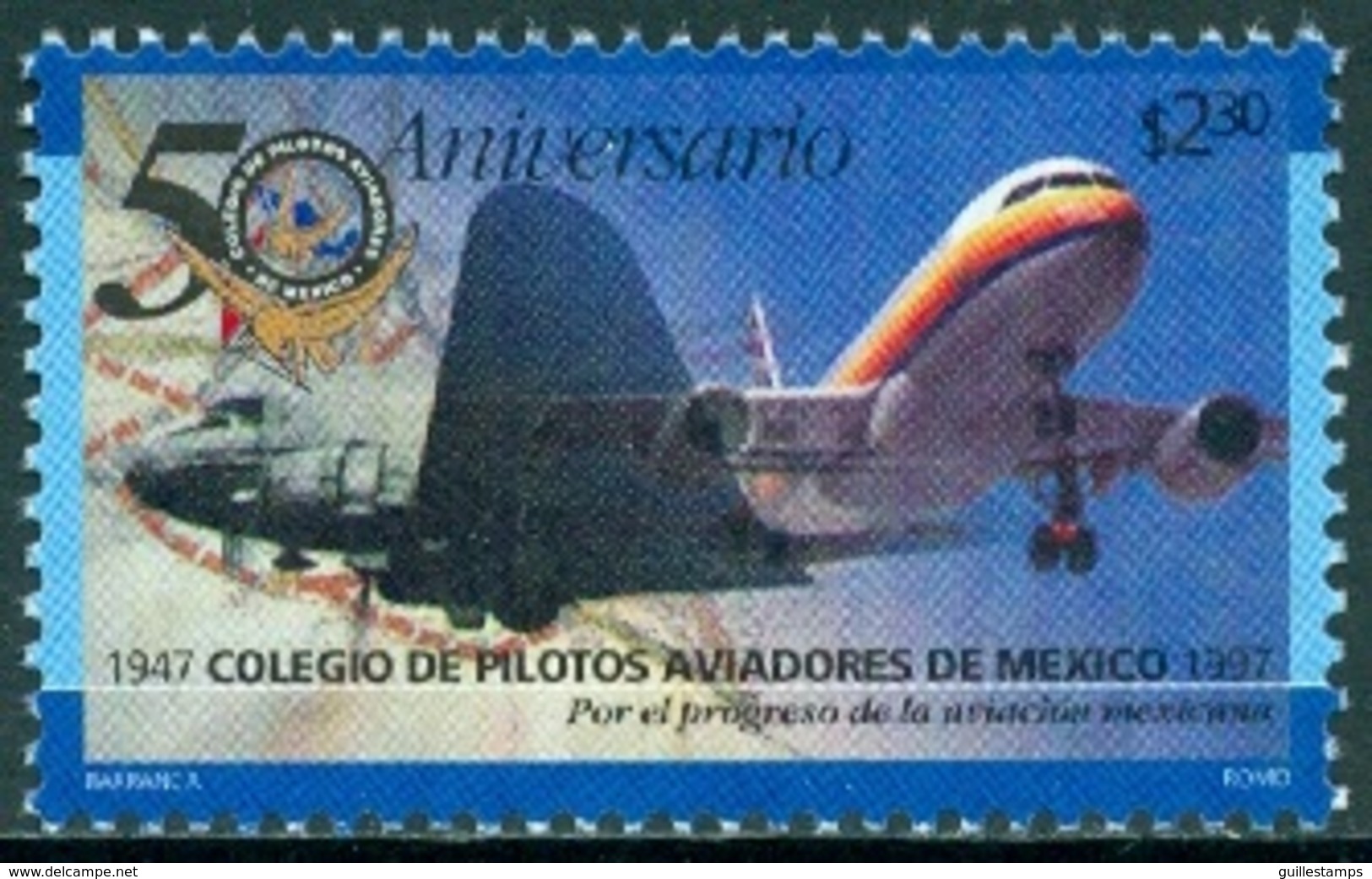 MEXICO 1997 AVIATION PILOTS SCHOOL, AIRCRAFT** (MNH) - México