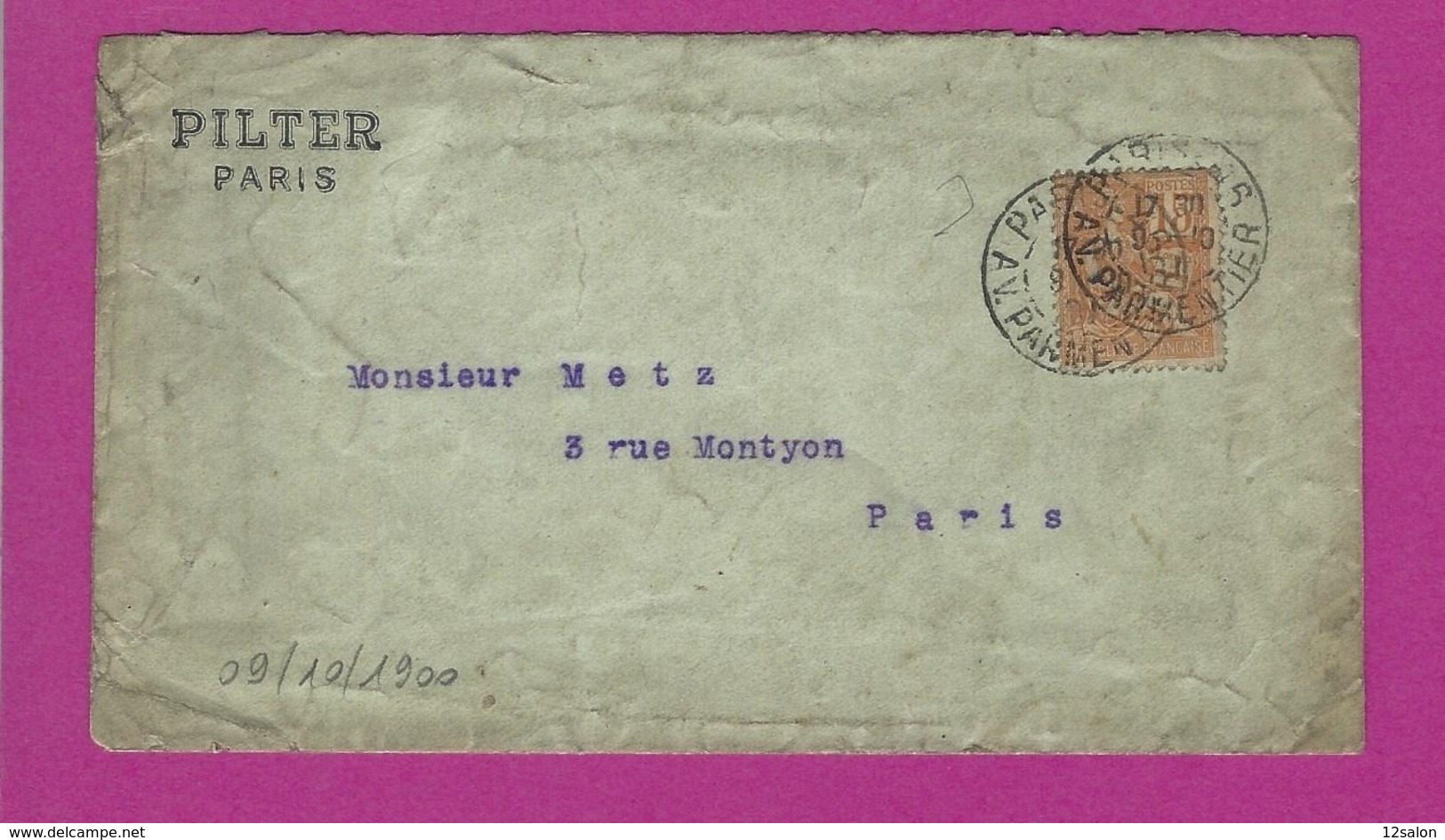 FRANCE Lettre TYPE MOUCHON De PARIS 1901 - 1877-1920: Semi-moderne Periode