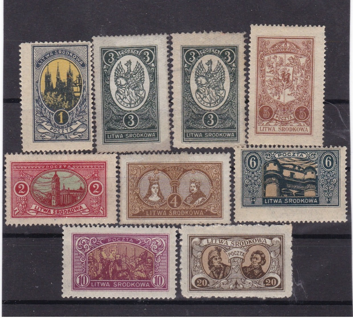 Z.10500 Middle Lithuania, Srodkowa Litwa 1921 Full  Set  MNH, MLH, Michel 34 - 41: Definitive Issue - Lituania