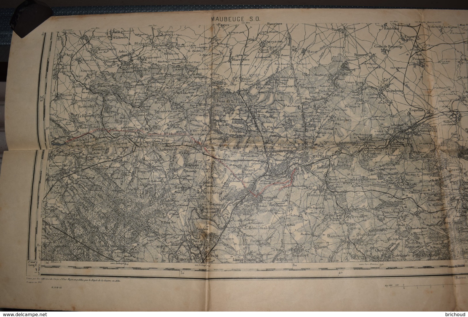 Carte Corps D'Etat-major Dépôt De La Guerre 1915 Maubeuge 90 X 31 Cm - Documenti