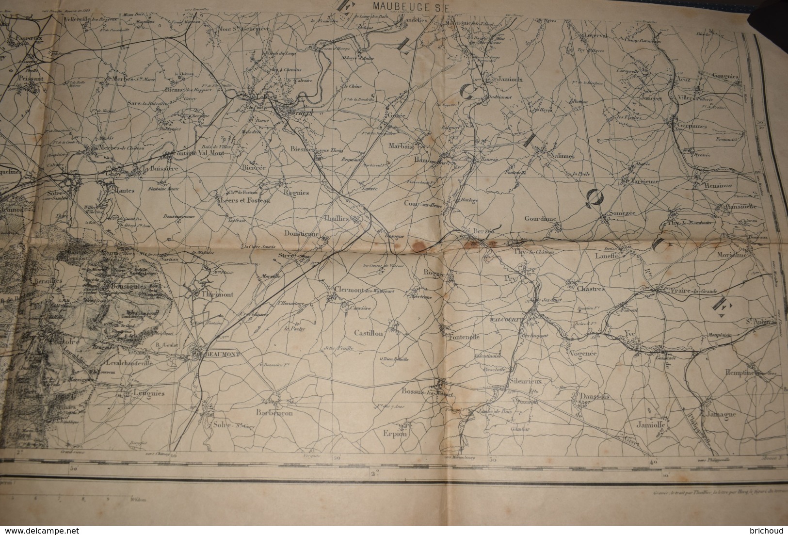 Carte Corps D'Etat-major Dépôt De La Guerre 1915 Maubeuge 90 X 31 Cm - Documenti