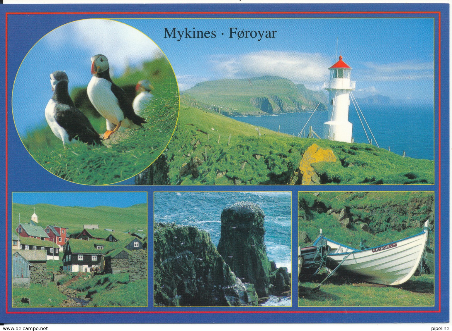 Faroe Islands Postcard Sent To Denmark Thorshavn 2005 (Lundar, Vitin, Mykines Bygd, Pikarsdrangur, Batur) - Islas Feroe